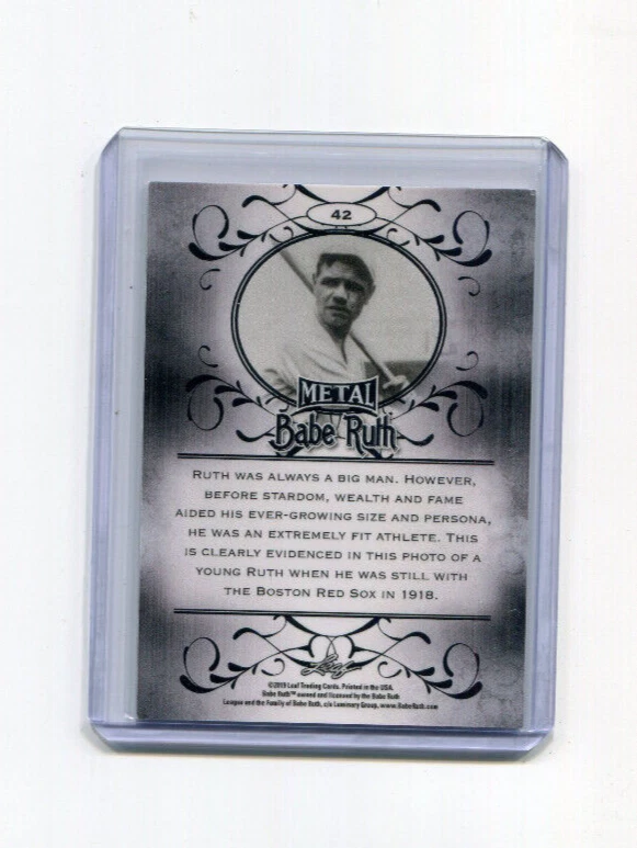 2019 Leaf Metal Babe Ruth Collection Silver Wave Babe Ruth    Card 42 - Image 2 of 2
