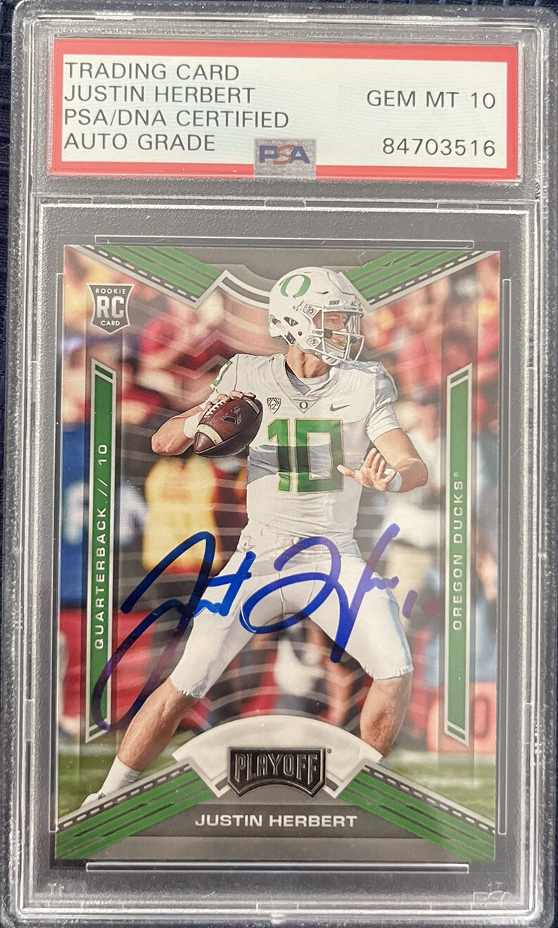 Justin Herbert Panini Chronicles Draft Picks Playoff #4 Autograph