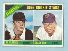 1966 Topps Baseball Casey Cox Al Closter #549 Washington Senators RC ROOKIE EX+