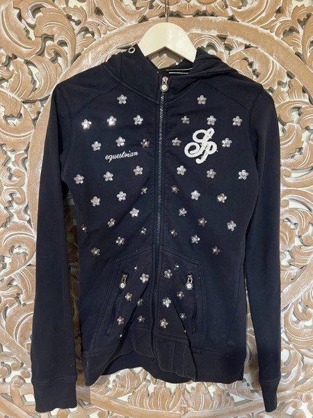SPOOKS Women's Hoodie Size M NAVY Zip Long Sleeve Stretch with BLING