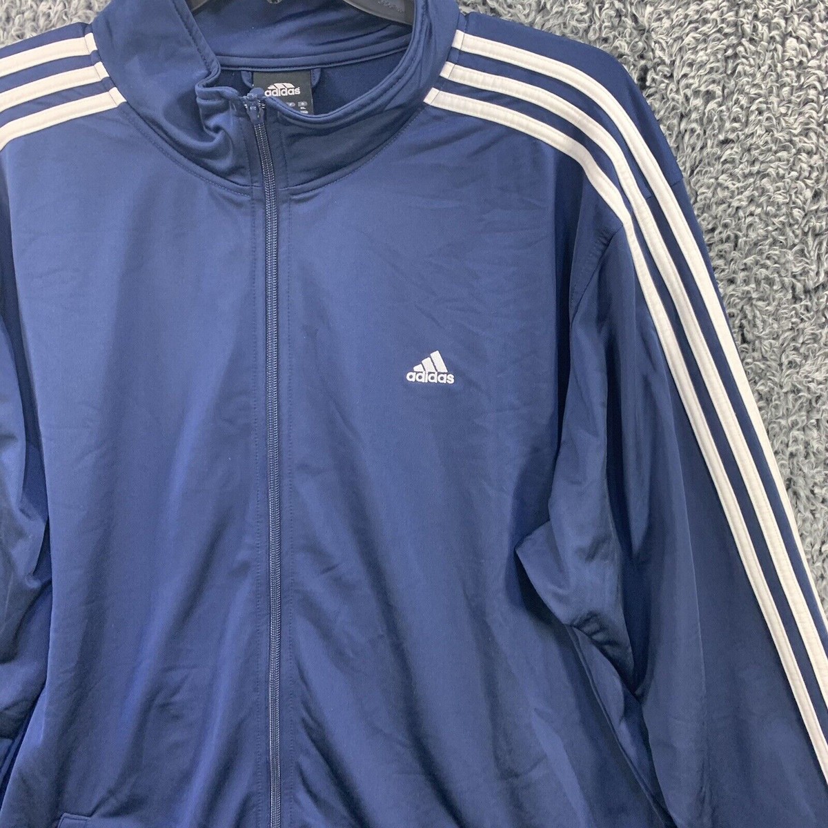 Vtg Y2K Adidas Mens Jacket 3 Stripes Full Zip Track Up Blue Sz XL