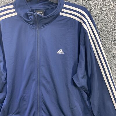 Vtg Y2K Adidas Mens Jacket 3 Stripes Full Zip Track Up Blue Sz XL