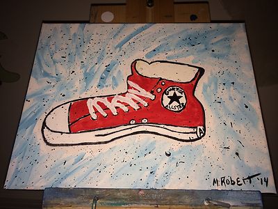 painting converse with acrylic paint