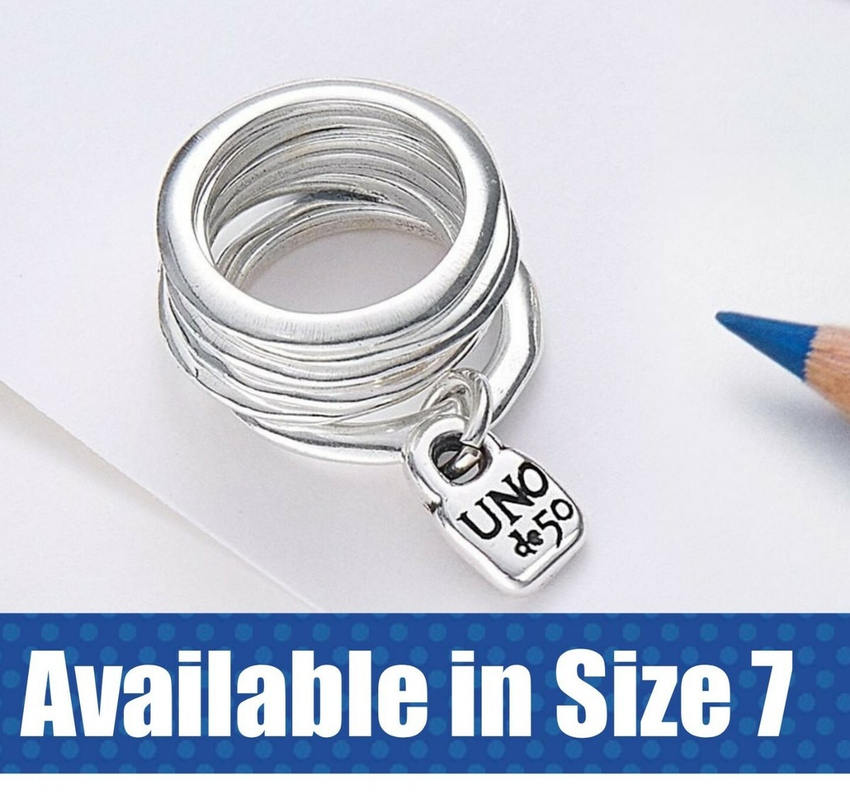 UNO DE 50 RING - PRISONER - Size 7 - Silver | eBay
