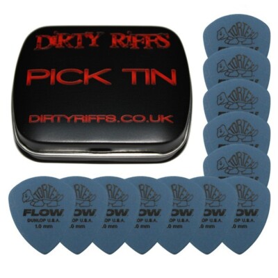 12 x Dunlop Tortex Flow Standard 1,00 mm Gitarrenplektren Plektren in einer Plektrindose
