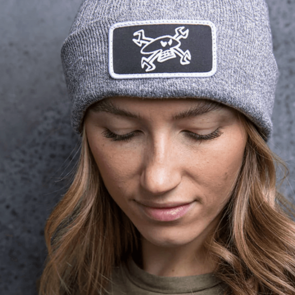 Red Torpedo Beanie Official Guy Martin Spannerskull Logo Hat Grey eBay