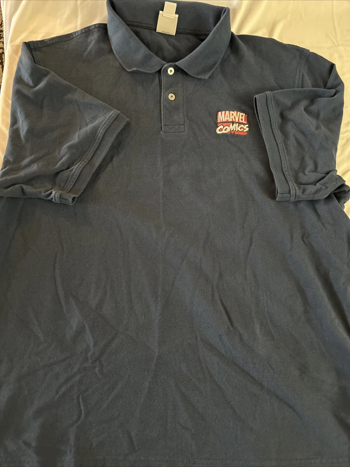 Camisa polo para hombre con logotipo de Marvel Comics azul marino XL Foto 4 de 4
