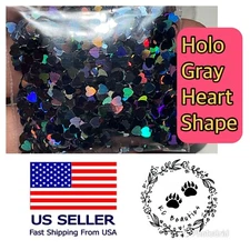 Holographic Gray Heart Glitter Nails Festivals Craft Tumbler Epoxy 1oz