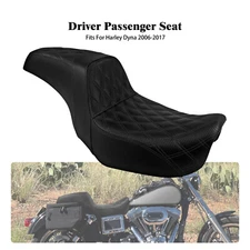 Black Driver Passenger Gel Seat For Harley Dyna Fat Street Bob Low Rider 06-2017