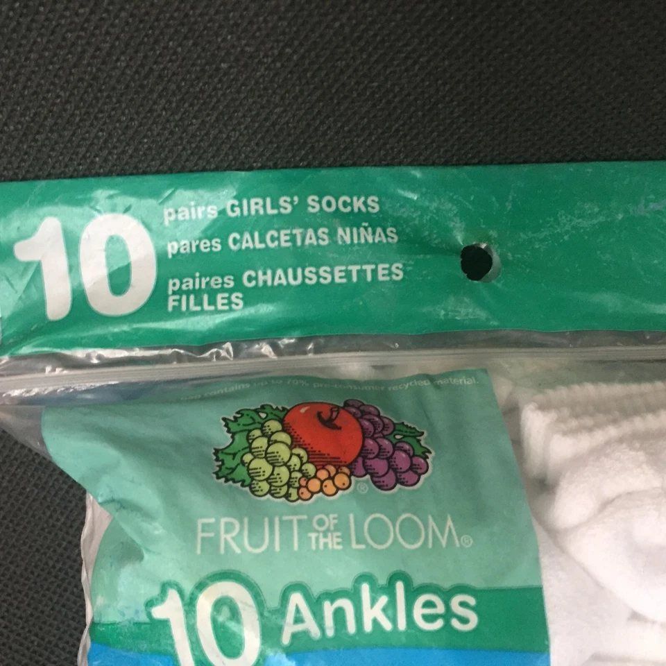 10 pares de calcetines Fruit of the Loom Super Value para niñas talla pequeña 6-10,5 2009 Foto 3 de 4