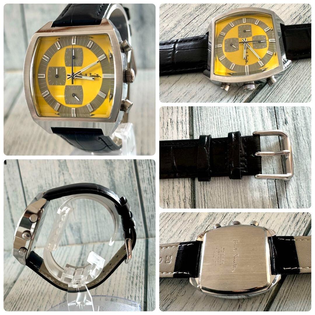Paul Smith Chronograph Watch Yellow Used From Japan Check