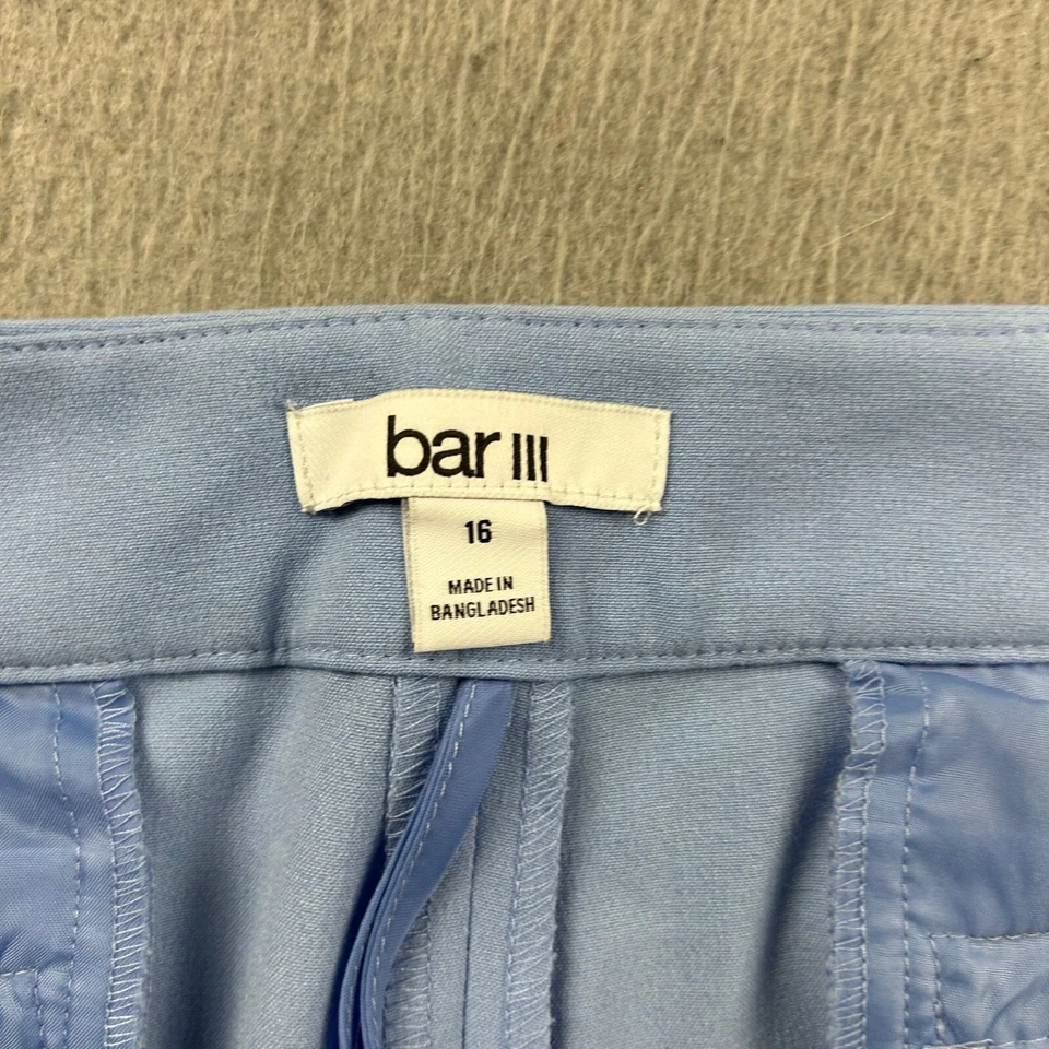 Bar III Pantalones Mujer 16 Azul Frente Plano Pierna Recta Vestido Ligero Pantalón Nuevo con Etiquetas Foto 2 de 4
