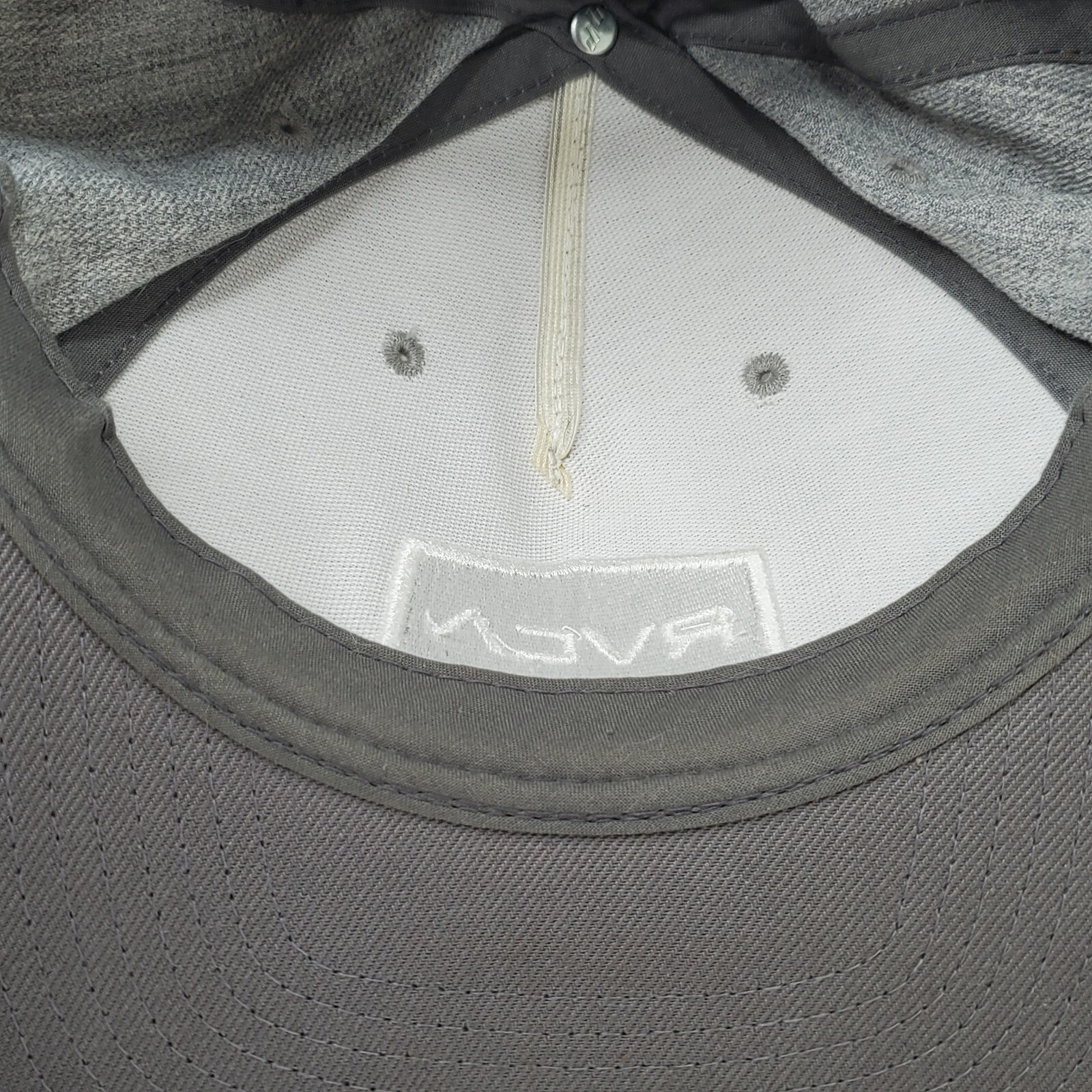 RCVA Embroidered Logo Patch Snapback Hat Gray Mid… - image 8