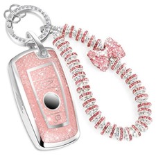 CTRINEWS BMW Key Fob Cover Zirconia Wristlet Keychain Soft Case X3/4/6 M3