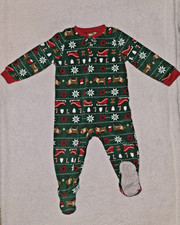 Carter's Fleece Footie Sleep  Play Pajamas Green Fair Isle Winter One-Piece 24M