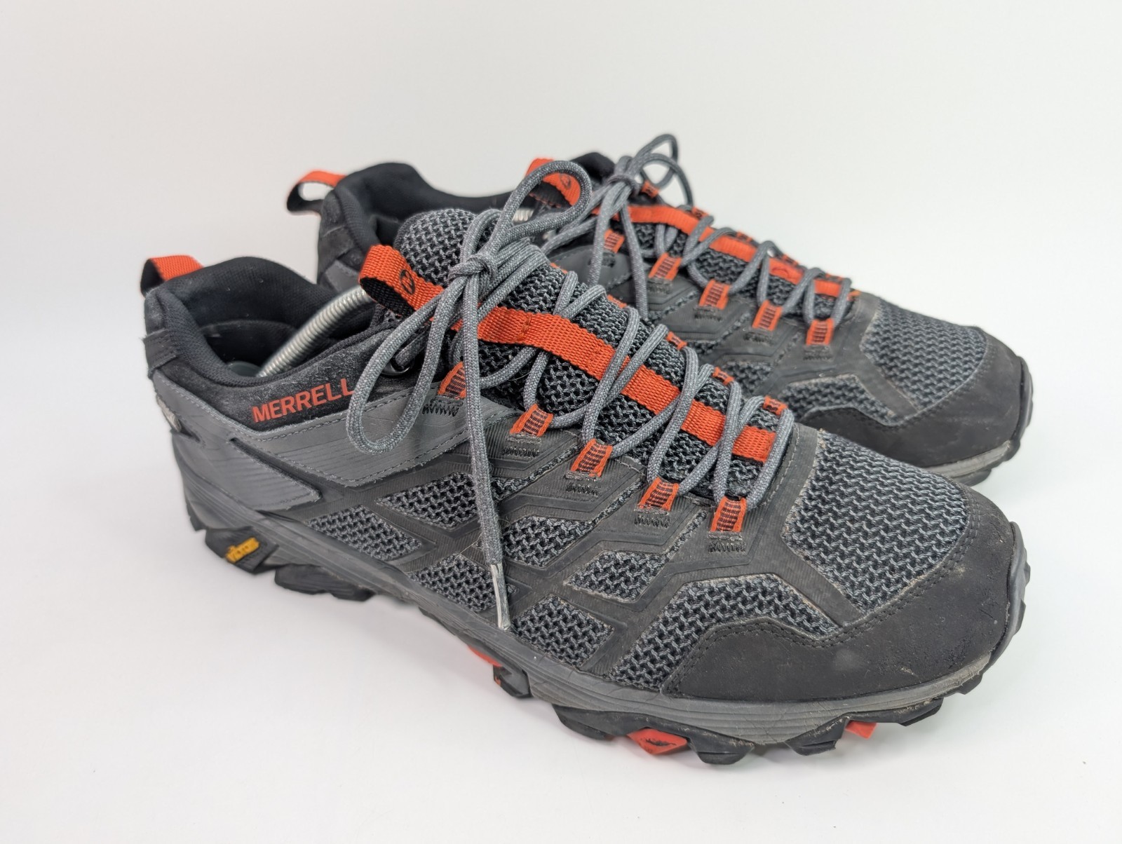 Merrell Moab FST scarpe da trekking trail uomo 12 nere arancioni stringate basse