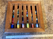 Vintage Wall-Hung Wooden Thread Spool Organiz...