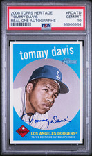 Tarjeta autografiada de Tommy Davis Topps Heritage 2008 #ROA-TD, PSA 10 *POP 1*