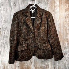 Coldwater Creek Tweed Blazer Womens Brown Black Fall Career Jacket Size P6