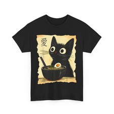 Funny Cat Ramen Graphic Tee Japanese Kawaii A...
