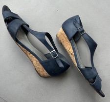 Dunnes Blue Women’s Synthetic Size 6/39 Open Toe Low Cork Wedges Sandal Shoes