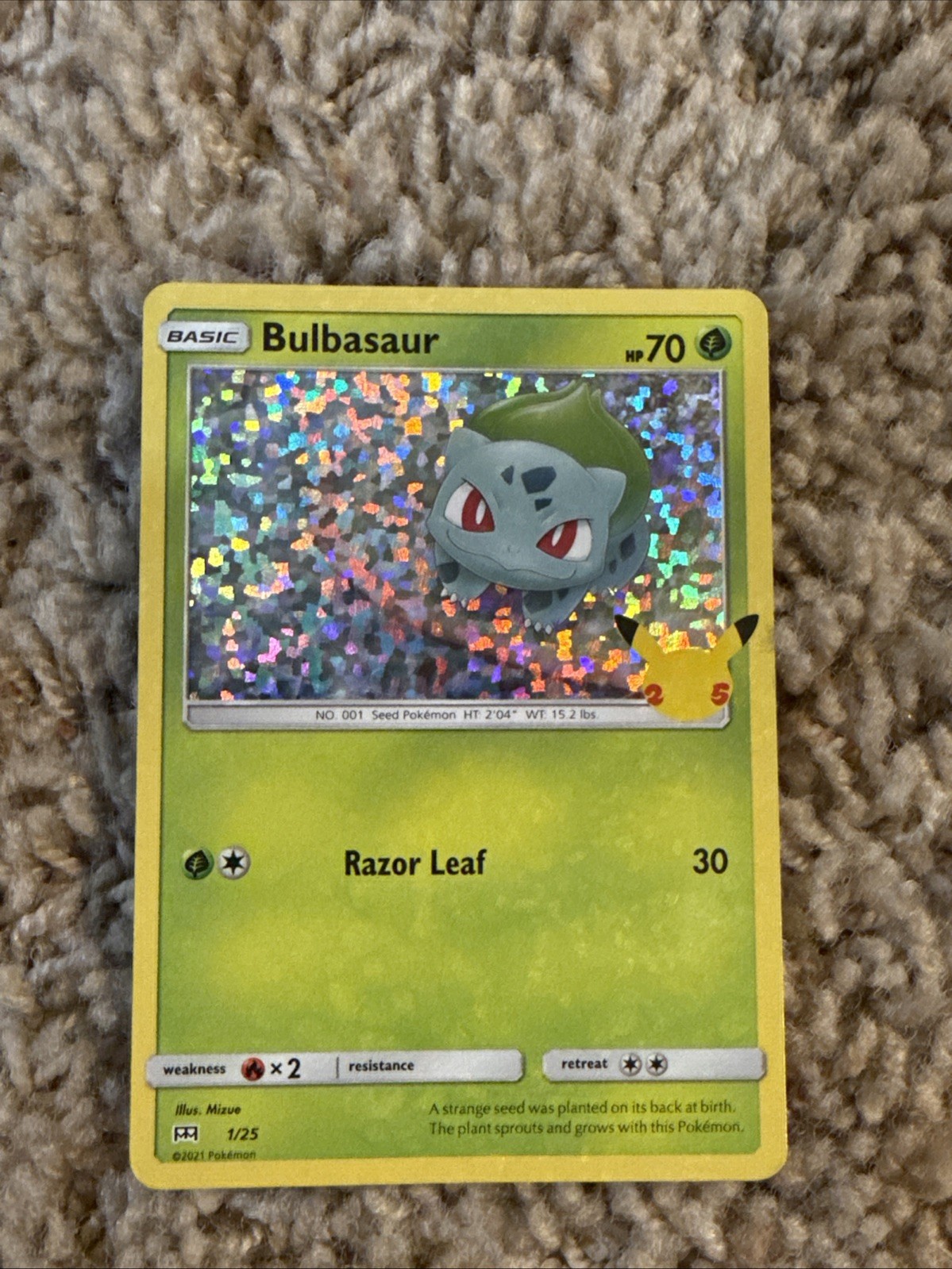 Bulbasaur Holo 1/25   Pokemon McDonald  25th anniversary Card in hand NM 2021