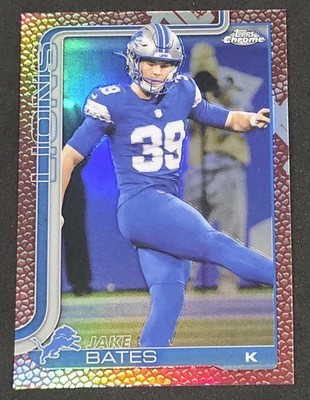 Jake Bates 2025 Topps Chrome Football Pig Skin Refractor #105 Detroit Lions