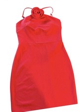 NWT Red Halter Bodycon Dress Women’s Large– Rose Detail – Cocktail / Party Dress
