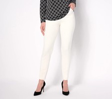 GRAVER Susan Graver Regular Status Stretch Slim Leg Ankle Pants Ivory 3X A623499