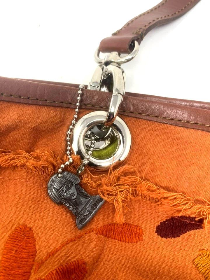 Bolso de Mano Grande Nahui Ollin Bordado Animal con Borde de Cinta a Rayas/Asas de Cuero Foto 3 de 4