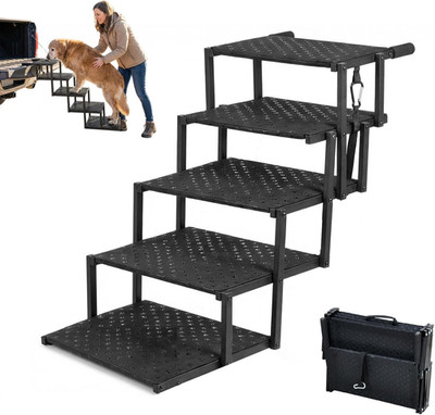 Portable 5-Step Dog Car Stairs - Non-Slip, Supports 200 Lbs, Foldable Travel Ste