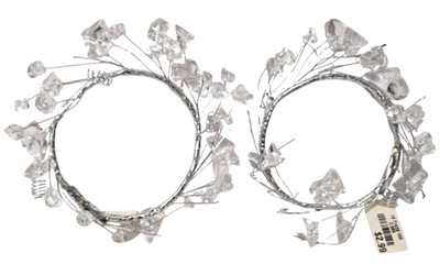 Fortunoff  The Christmas Store  2pc Vtg NEW Clear Crystal Bead Wired Candle Ring