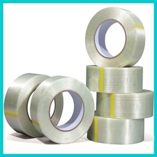 Durable 6 Roll Strapping Tape, 2in x 60yds, Clear, 5.5 mils, Heavy Duty Strength
