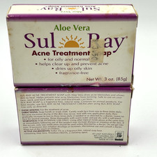 Acne Treatment Bar Soap 5 Sulfur Aloe Vera x2 Sul Ray 3 oz Wrapped VTG USA