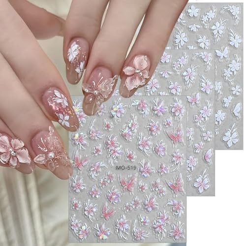 3 Blatt Schmetterling Nail Art Sticker 5D geprägt Blume Nagel Schmetterling - 10 - Bild 1 von 7