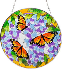 - Artistic Butterfly Suncatcher - Stained Glass Window Hanging - Hand-Painted Mo