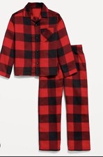 Old Navy Kids Unisex Red And Black Checkered Two Piece Pajama Size Large 10-12