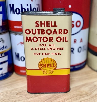 Vintage Shell Outboard Engine Oil Can 5 Half Pints Empty