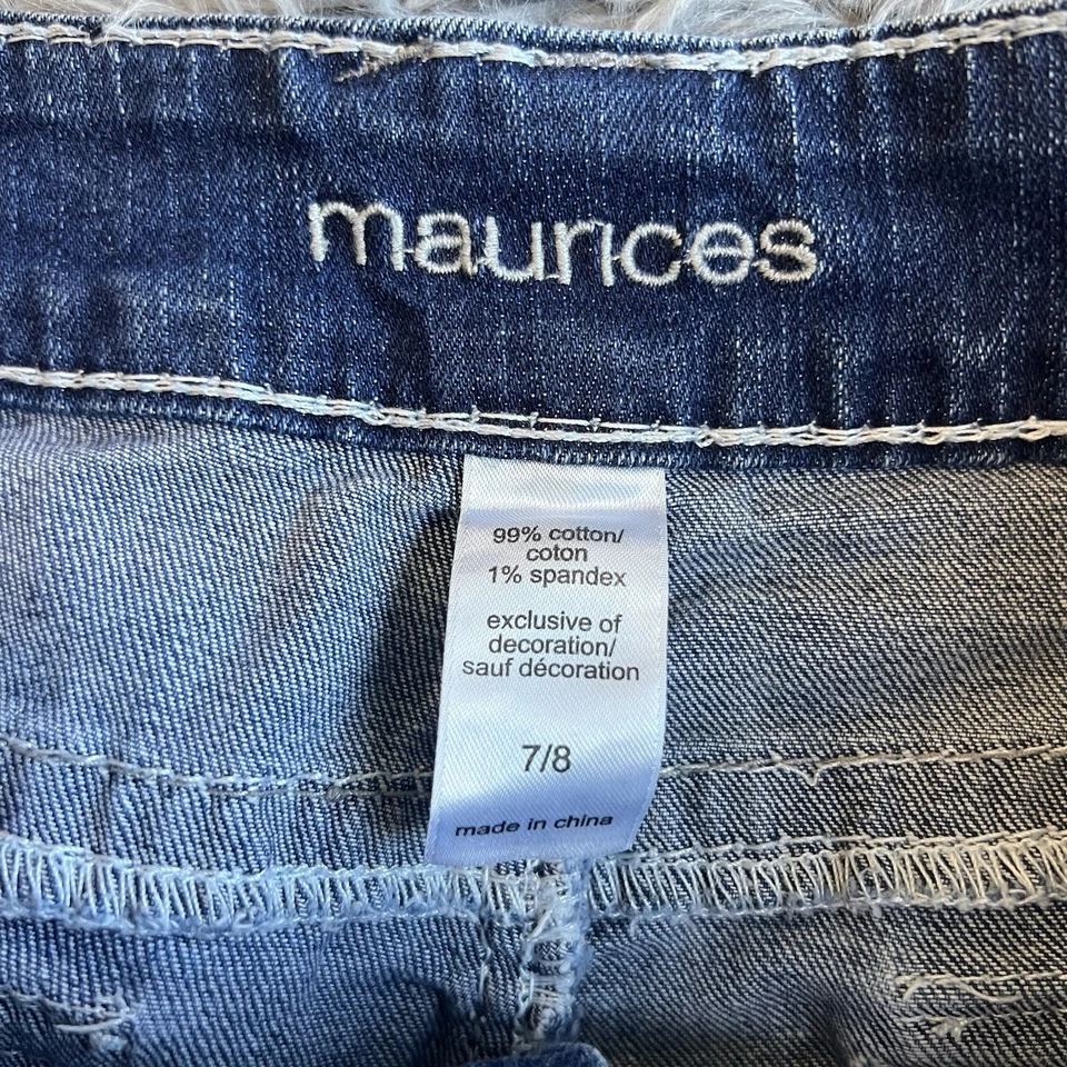Shorts jeans Maurices Juniors tamanho 7/8 Whisker elástico algemado - Imagem 3 de 4
