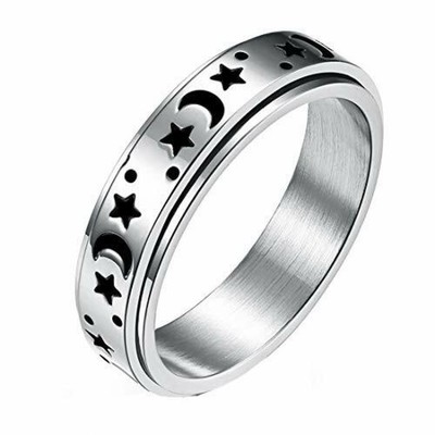 Mode Edelstahl Spinner Ringe Mond und Stern Zappeln Ring Angst Ring DE