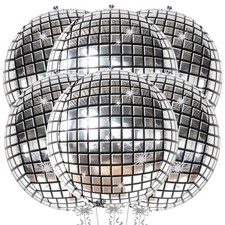KatchOn, Big Silver Disco Ball Balloons - 22 Inch, Pack of 6 | Disco Party Decor