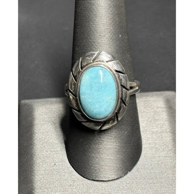 CII MEXICO 925 STERLING SILVER AND TURQUOISE RING SIZE 8.75 SKY