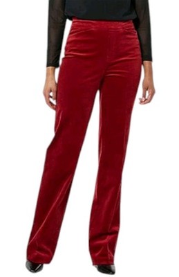 DG2 Diane Gilman Sz 12 Stretch Velvet Pull-On Pants Red Pockets CottonBlend NWT*