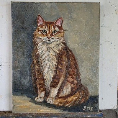 Original Oil Painting Pet Portrait 8×10 Inches, Cute Cat 
