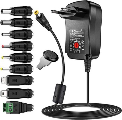 PChero 30W Universal AC/DC Adapter Schaltnetzteil 9pcs Adapter Mini & Micro USB
