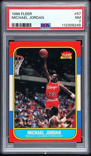 1986 FLEER MICHAEL JORDAN ROOKIE RC #57 PSA 7 NM