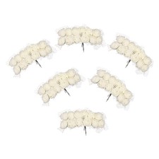 144 Pcs Mini Artificial Rose Flower Heads and Stem, Beige