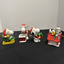 Peanuts United Feature Syndicate Snoopy PVC Christmas Ornaments set of 4