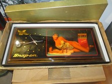 Vintage Snap-On Tools Lingerie Pinup Girl Wooden Wall Clock Super Charger NOS