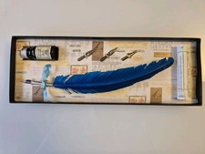 Set Calligrafia Artistica "La Kaligrafica" - Piuma d'Oca Blu e Pennini...